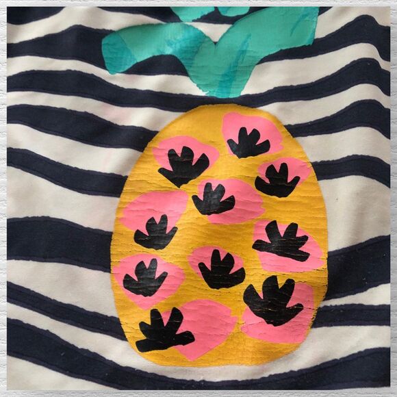 Tea Collection Girls 4T Pineapple Rashguard Striped Long Sleeve Swim Top Play - Picture 3 of 6